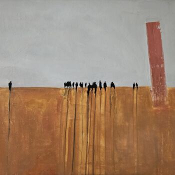 Painting titled "Desert Tower" by Mariusz Makula, Original Artwork, Oil