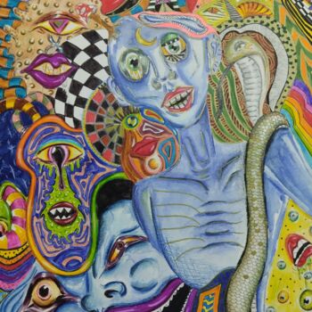 Drawing titled "Âmes abstraites" by Hana Zheni, Original Artwork, Watercolor