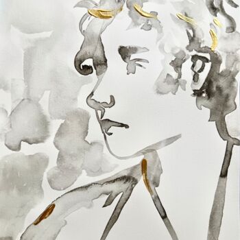 Σχέδιο με τίτλο "Self-portrait #1" από Konstantin Lakstigal, Αυθεντικά έργα τέχνης, Μελάνι