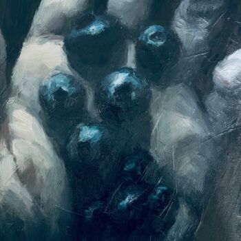 Painting titled "The blueberries" by Kamila X, Original Artwork, Oil