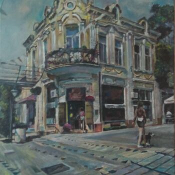 Painting titled "the yellow house" by George Mirinchev, Original Artwork, Oil