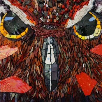 Sculpture intitulée "le grozibou" par Agnès Couret, Œuvre d'art originale, Mosaïque Monté sur Châssis en bois