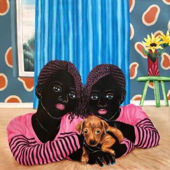 绘画 标题为“Furry friend I” 由Esther Oyeyemi, 原创艺术品, 丙烯