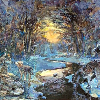 Collages intitulée "Méchants, les loups?" par Dana, Œuvre d'art originale, Collages Monté sur Châssis en bois