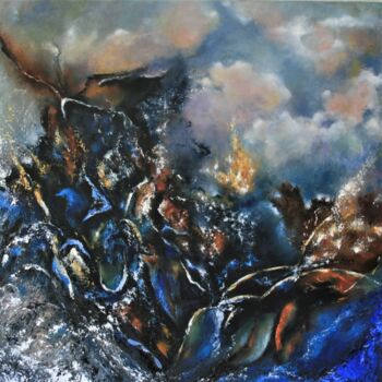 Malerei mit dem Titel "Sous la lune" von Isabelle Paraskiova, Original-Kunstwerk, Öl Auf Keilrahmen aus Holz montiert
