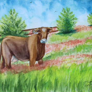 绘画 标题为“"A cow"” 由Tetiana Teresh, 原创艺术品, 水彩