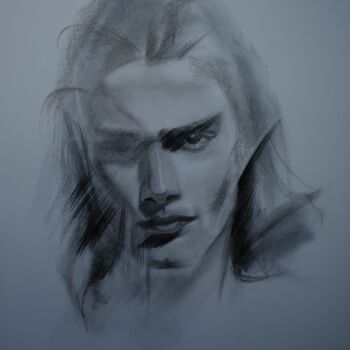Drawing titled "L’histoire de moi" by Danut Lucian Tolnacs, Original Artwork, Charcoal