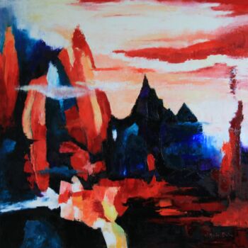 Peinture intitulée "Le MORDOR" par Isabelle Paraskiova, Œuvre d'art originale, Huile Monté sur Châssis en bois