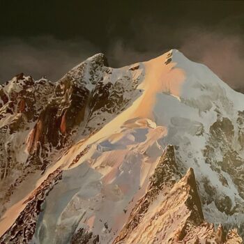 Peinture intitulée "Aurore sur l’Aiguil…" par Patrick Egger, Œuvre d'art originale, Acrylique Monté sur Châssis en bois