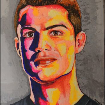 Painting titled "Ronaldo Artwork" by Ashok Jadav, Original Artwork, Acrylic
