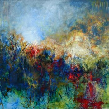 Schilderij getiteld "In The Jewel Garden" door Kasia Kaldowski, Origineel Kunstwerk, Acryl Gemonteerd op Frame voor houten b…
