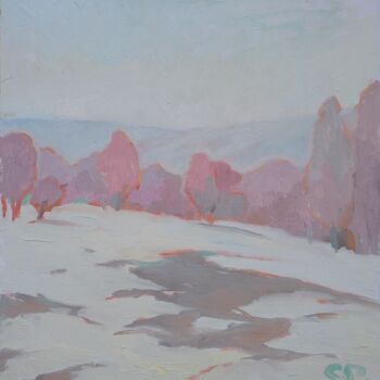 Peinture intitulée "Pink trees" par Oleksandr Pavlenko, Œuvre d'art originale, Huile