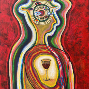 绘画 标题为“Wine is in My Heart.” 由Yuliya Pochynok (JJ Julia), 原创艺术品, 丙烯 安装在木质担架架上