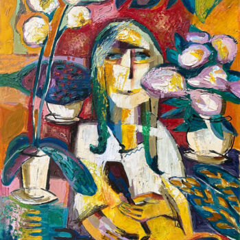Ζωγραφική με τίτλο "My Orchids." από Yuliya Pochynok (JJ Julia), Αυθεντικά έργα τέχνης, Λάδι Τοποθετήθηκε στο Ξύλινο φορείο…