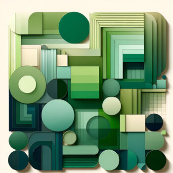 Digitale Kunst getiteld "Green Geometric Lab…" door Alberto Capitani, Origineel Kunstwerk, AI gegenereerde afbeelding