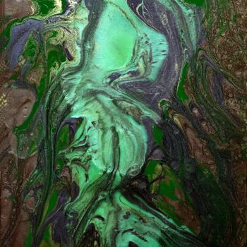 Painting titled ""Morrigan"" by Mitty, Original Artwork, Pigments Mounted on Wood Stretcher frame