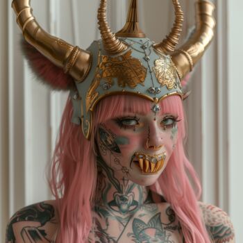 Arts numériques intitulée "Chimera shark godde…" par Céline Vignal, Œuvre d'art originale, Photographie numérique Monté sur…