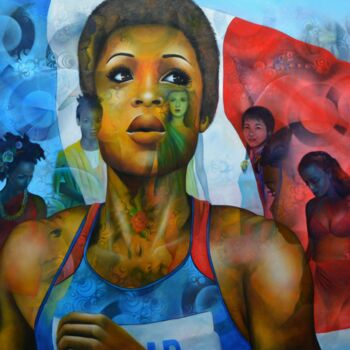 Peinture intitulée "Olympe" par Jeannette Guichard-Bunel, Œuvre d'art originale, Huile