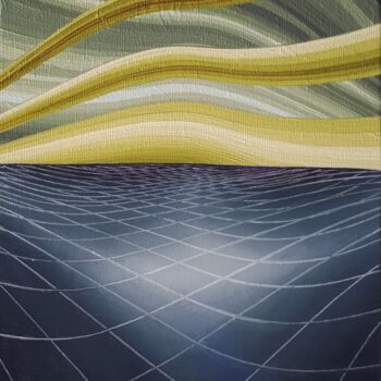Painting titled "Ondes gravitationne…" by Frédéric Letrun, Original Artwork, Oil Mounted on Wood Stretcher frame