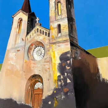 Painting titled "Kaarli Church, Tall…" by Vahan Shahbazyan, Original Artwork, Oil
