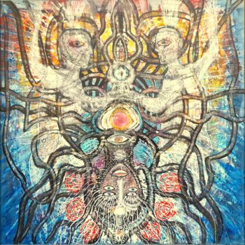 Painting titled "AN DER QUELLE" by Eva Dahn Rubin, Original Artwork, Acrylic Mounted on Wood Stretcher frame