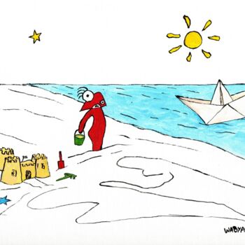 Peinture intitulée "Sand castle paper b…" par Wabyanko, Œuvre d'art originale, Acrylique