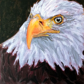 Malarstwo zatytułowany „Bald Eagle” autorstwa Asan Kurtmalaiev, Oryginalna praca, Akryl