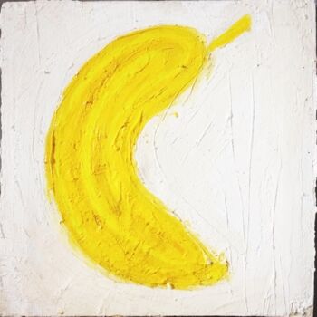 Painting titled "BANANA" by Giuseppe Valia, Original Artwork, Spray paint Mounted on Wood Stretcher frame