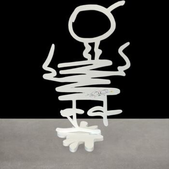 Sculpture titled "FILOCH "BLANC"" by Perrotte, Original Artwork, Stainless Steel