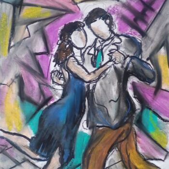Drawing titled "Tango saturday night" by Laudu, Original Artwork, Pastel