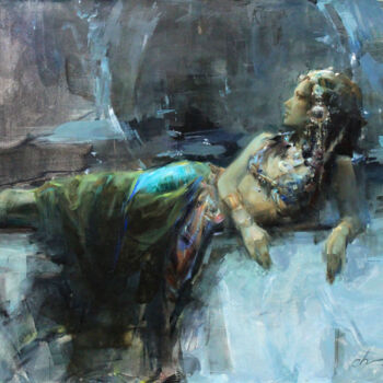 Malerei mit dem Titel "Showgirl" von Serhii Cherniakovskyi, Original-Kunstwerk, Öl Auf Keilrahmen aus Holz montiert