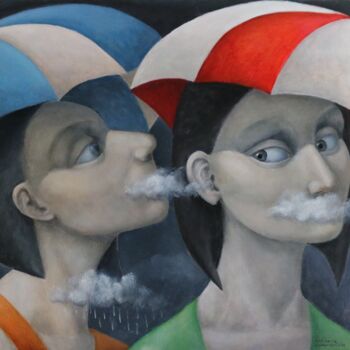 Peinture intitulée "Murmuraciones" par Hector Acevedo, Œuvre d'art originale, Huile Monté sur Châssis en bois