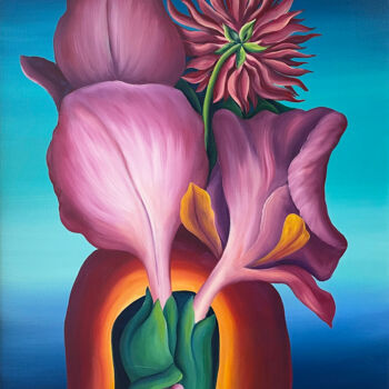 Peinture intitulée "Bursting flowers" par Vinko Hlebs, Œuvre d'art originale, Huile