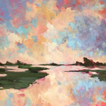 「Colorful view」というタイトルの絵画 Stella Burggraafによって, オリジナルのアートワーク, オイル ウッドストレッチャーフレームにマウント