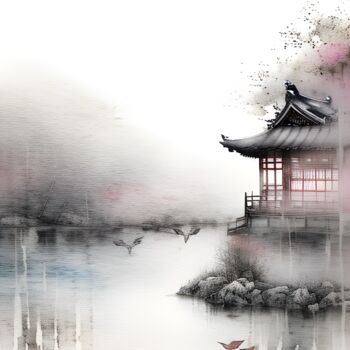 绘画 标题为“Утренний туман” 由Dmitriy T, 原创艺术品, 数字油画 安装在铝上