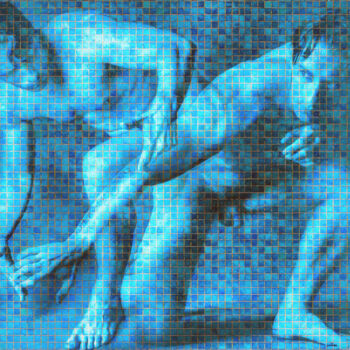 Photographie intitulée "Nu à la mosaique" par Lionel Morateur, Œuvre d'art originale, Photographie numérique