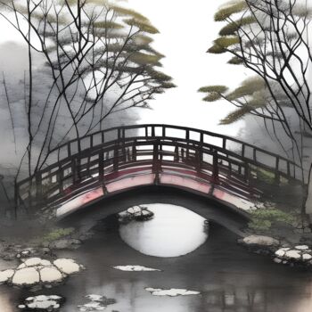 绘画 标题为“Старый мост” 由Dmitriy T, 原创艺术品, 数字油画 安装在铝上