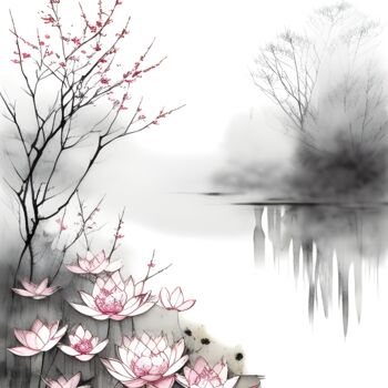 绘画 标题为“Пруд” 由Dmitriy T, 原创艺术品, 数字油画 安装在铝上
