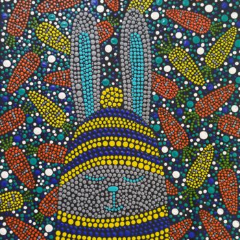 Peinture intitulée "Bunny's dream" par Oxana Lazari, Œuvre d'art originale, Acrylique Monté sur Châssis en bois