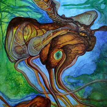 Malerei mit dem Titel "Flowers and embryos…" von Carlos Paredes Colin, Original-Kunstwerk, Acryl