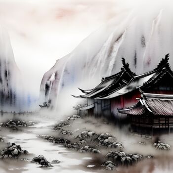 绘画 标题为“Долина грёз” 由Dmitriy T, 原创艺术品, 墨 安装在铝上