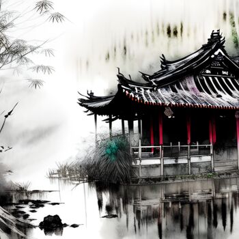 绘画 标题为“Джунгли” 由Dmitriy T, 原创艺术品, 墨 安装在铝上