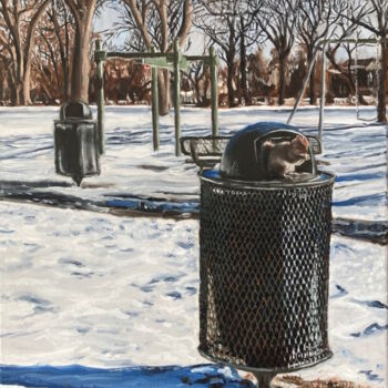 제목이 "Picnic"인 미술작품 Michael E. Voss로, 원작, 기름 나무 들것 프레임에 장착됨