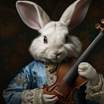 Arts numériques intitulée "Bunny The Violinist" par Paolo Chiuchiolo, Œuvre d'art originale, Image générée par l'IA