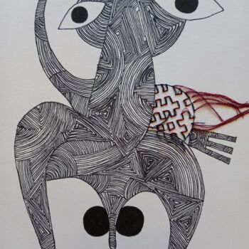 Painting titled "A vos ordres" by Coco Vewenda, Original Artwork, Ink