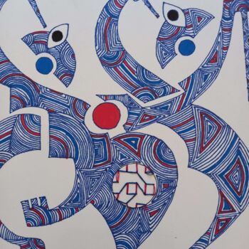 Painting titled "La fête" by Coco Vewenda, Original Artwork, Ink
