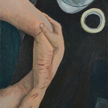 Painting titled "Estafil'âmes" by Nusch, Original Artwork, Acrylic Mounted on Wood Stretcher frame