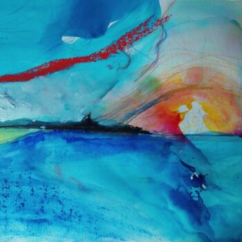 Peinture intitulée "Dives" par Grégory Geng, Œuvre d'art originale, Encre Monté sur Panneau de bois
