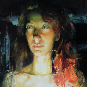 Painting titled "Play of light" by Serhii Cherniakovskyi, Original Artwork, Oil Mounted on Wood Stretcher frame