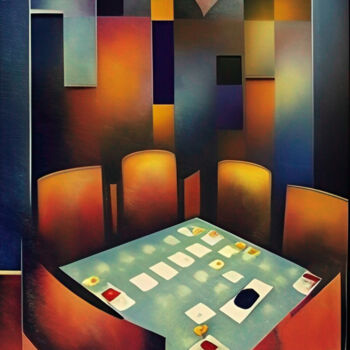 Painting titled "To each his place" by Anna Alekberova, Original Artwork, Oil Mounted on Wood Stretcher frame